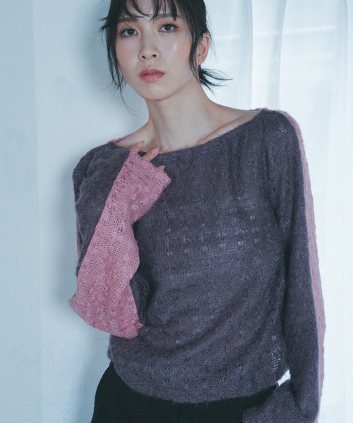 Nora Lily 「Nora Lily」「elle」Bi-color Asymmetry Neck
