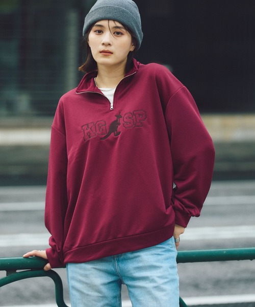 KANGOL SPORT スウェット 「DRY・UVカット」ハーフジップロゴプル
