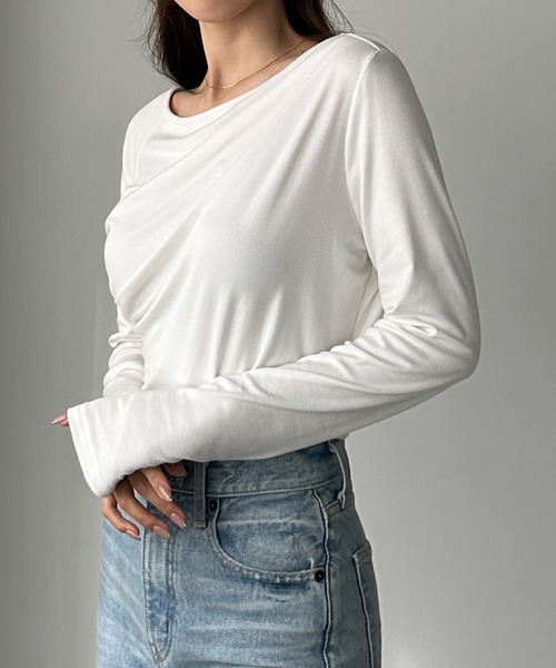 Louere（ルエレ） tシャツ ワンショルドレープカットソー レディース