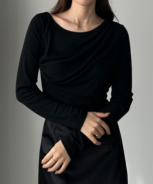 Louere（ルエレ） tシャツ ワンショルドレープカットソー レディース 