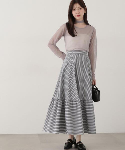 RECTO レクト ストライプ スカート クラシカルフラワーストライプスカート | BODYLINE & LunaBelle