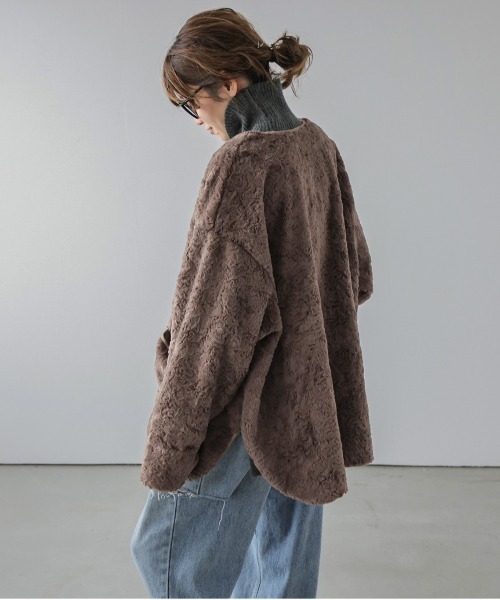 AMELY」 「La-gemme」ノーカラージャケット フリー チャコール