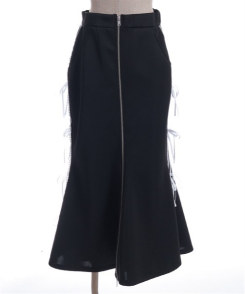 axes femme POETIQUE スカート ペチ付リボンラインロングスカート