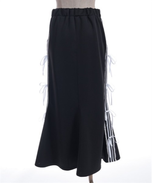 axes femme POETIQUE スカート ペチ付リボンラインロングスカート