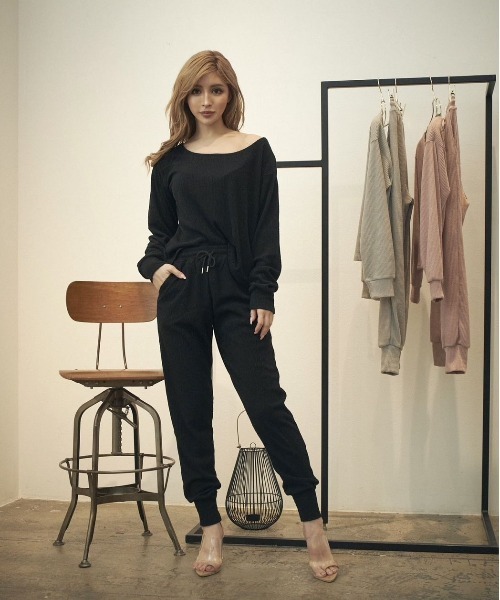 tシャツ 「セットアイテム」OFF SHOULDER RIB SET UP レディース