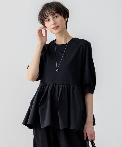 tシャツ 「GLOW8月号掲載/洗える」ランダムフリルジャージー ペプラム カットソー レディース 23区 tシャツ 「GLOW8月号掲載/洗える」ランダムフリル