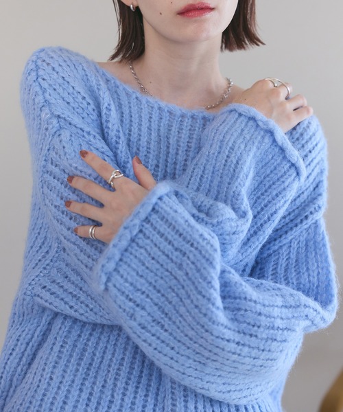 「meilmada」 長袖ニット FREE ブルー レディース_画像4