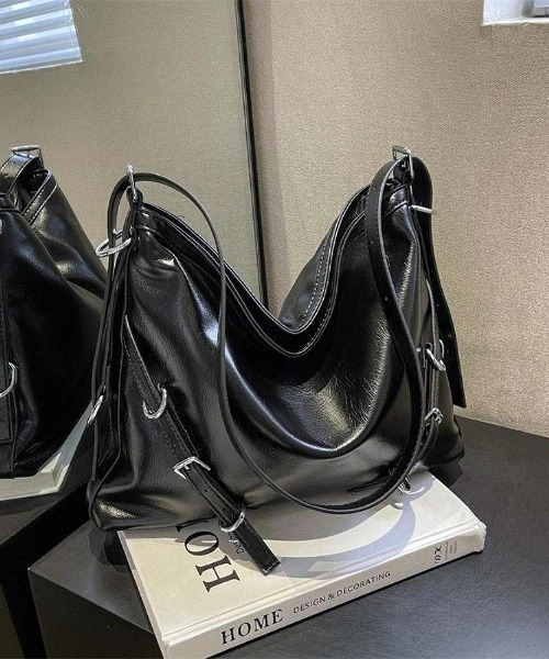 ショルダーバッグ バッグ ベルトデザインシルバー2WAYショルダー