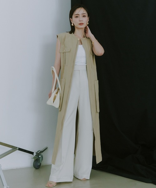 「anuans」 ベスト SMALL ベージュ レディース アニュアンス anuans ダブルクロスコンパクトジレ （BEIGE