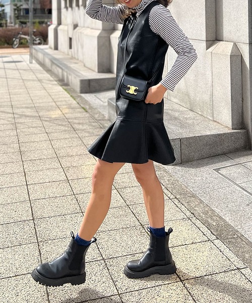美品ST.ROONEYエコレザーワンピース ST.ROONEY ワンピース エコレザーワンピース「低身長・小柄女性