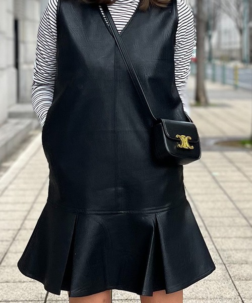 美品ST.ROONEYエコレザーワンピース ST.ROONEY ワンピース エコレザーワンピース「低身長・小柄女性