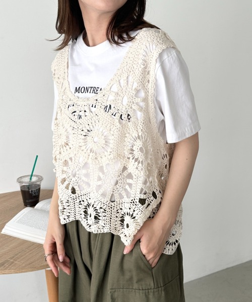 Mal.レレレさんクロシェベストジレ新品未使用タグ付き本日配信完売品です CLEA ベスト ジレ クロシェ編みビスチェトップス レディース