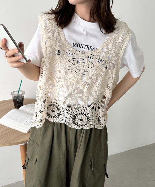 Mal.レレレさんクロシェベストジレ新品未使用タグ付き本日配信完売品です CLEA ベスト ジレ クロシェ編みビスチェトップス レディース