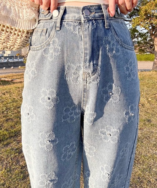 CPCM フラワージャガードデニムパンツ　Sサイズ CPCM（シーピーシーエム）の「フラワージャガードデニムパンツ