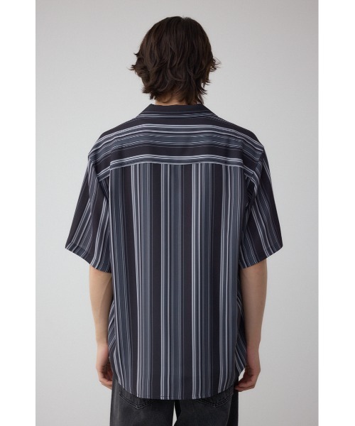【未使用】AZUL BY MOUSSY　シェフズシャツ　ブラック　ストライプ　L AZUL BY MOUSSY シャツ マルチストライプシャツ メンズ