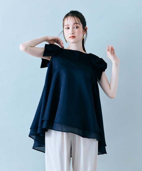 CYCLAS◆22SS/ボリュームスリーブブラウス/長袖ブラウス/34/トリアセテート/IVO/R04-84004 CYCLAS(シクラス) / 22SS/ボリュームスリーブブラウス/長袖