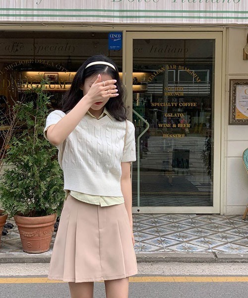 「SONA」 半袖ニット FREE ブルー レディース_画像3