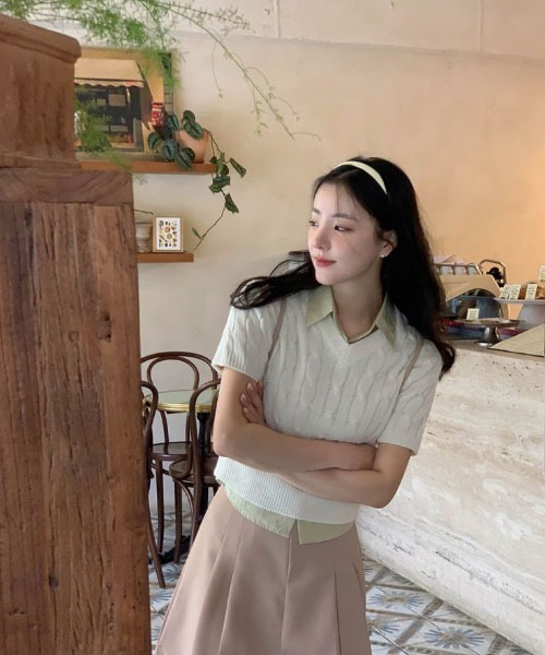 「SONA」 半袖ニット FREE ブルー レディース_画像4