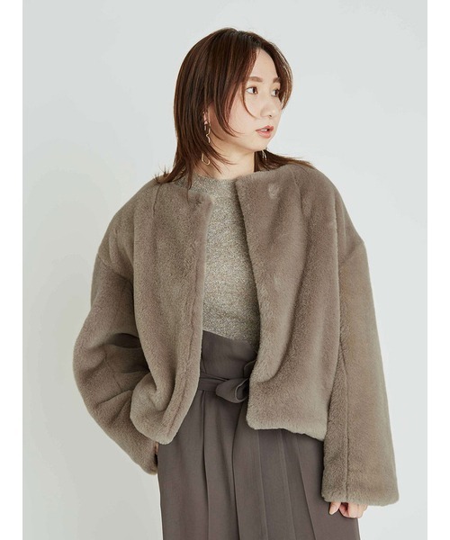 FRAY I.D（フレイ・アイディー） ファーコート 0 グレー レディース