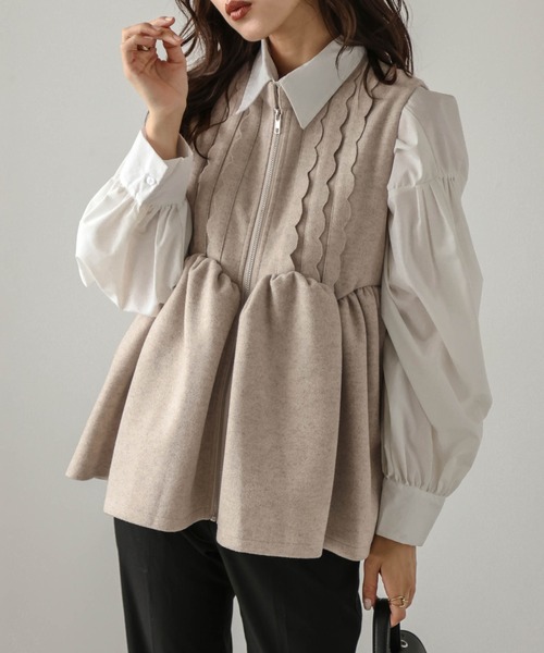 「AMELY」 ベスト M ベージュ レディース