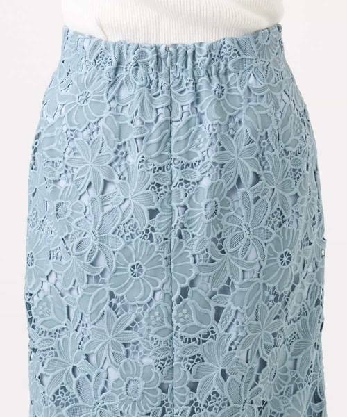 OFUON（オフオン） スカート フラワーレースタイトスカート/洗える