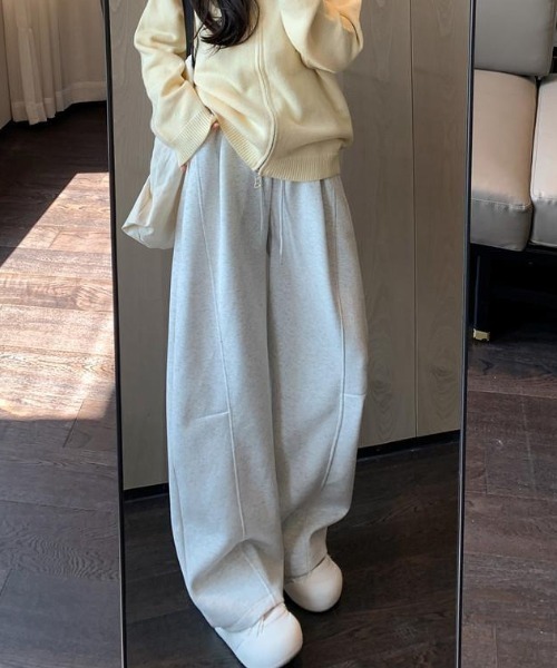 ワイドパンツ スウェットパンツ ジャージ ウエストタグ スウェット
