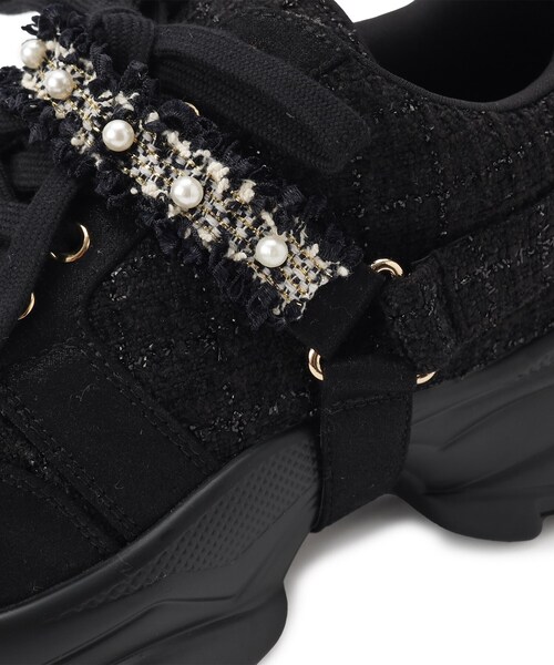 ESPERANZA（エスペランサ） スニーカー フリル×パール調ベルトツイード