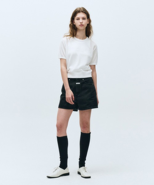 Marithe Francois Girbaud黒 メッシュ　サマーニット 半袖メッシュサマーニット(ブラック） | COPINE