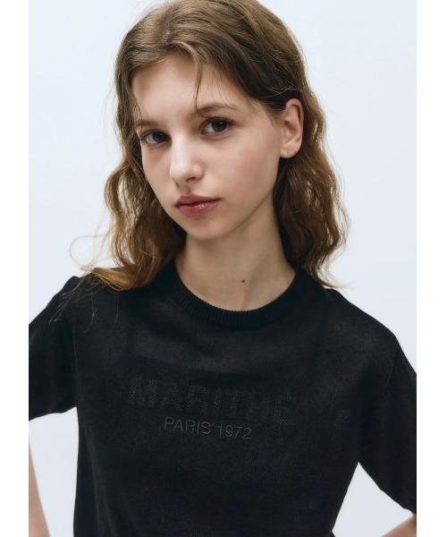 Marithe Francois Girbaud黒 メッシュ　サマーニット 半袖メッシュサマーニット(ブラック） | COPINE