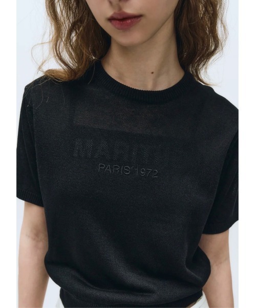 Marithe Francois Girbaud黒 メッシュ　サマーニット 半袖メッシュサマーニット(ブラック） | COPINE