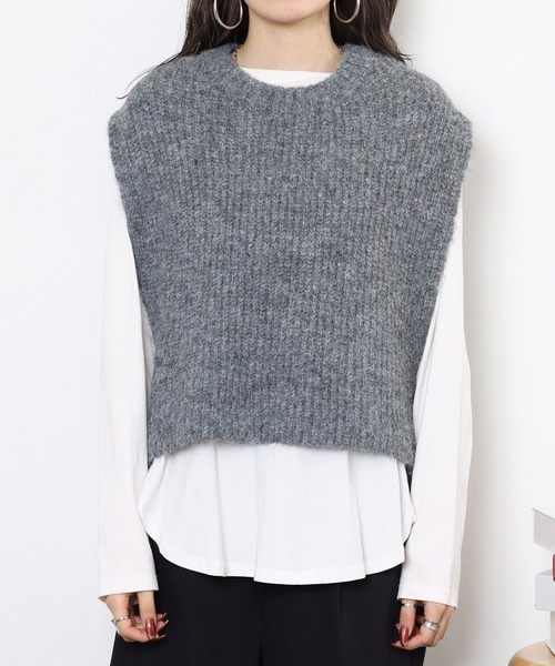 ベスト ジレ ショート丈ニットベスト レディース | FUNALIVE | 21