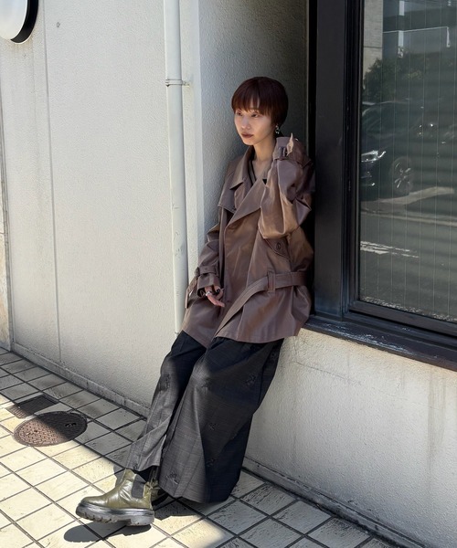 Ameri（アメリ） ワイドパンツ パンツ CHECK FLOWER PLEATS PANTS