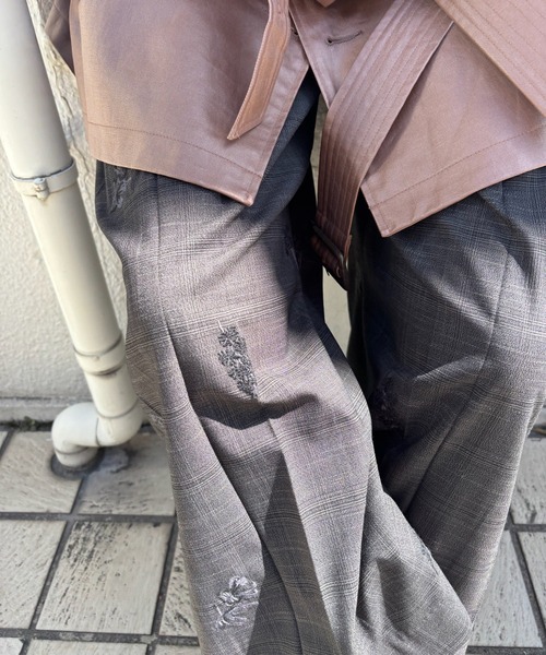Ameri（アメリ） ワイドパンツ パンツ CHECK FLOWER PLEATS PANTS