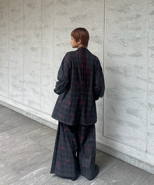 Ameri（アメリ） ワイドパンツ パンツ CHECK FLOWER PLEATS PANTS