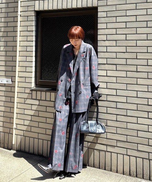 【新品】【タグ付】Ameri CHECK FLOWER PLEATS PANTS Ameri（アメリ） ワイドパンツ パンツ CHECK FLOWER PLEATS PANTS