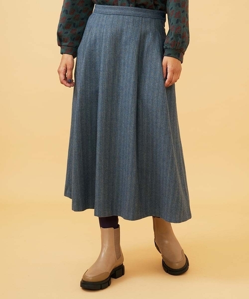 ホコモモラ（JOCOMOMOLA）/Huellas de aves へリンボーンタックフレアスカート Jocomomola（ホコモモラ） スカート Huellas de aves へリンボーン