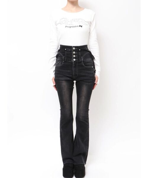 EMODA（エモダ） ジーンズ デニム デニムパンツ リボンハイウエスト