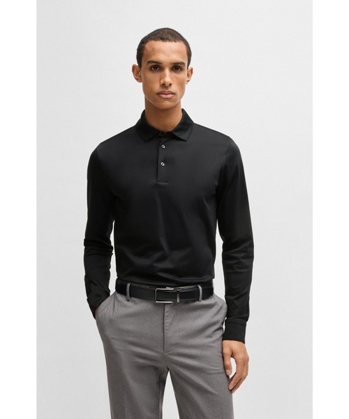 タ*ケ様 BOSS スリムフィット ブラックポロシャツ L BOSS（HUGO BOSS） ポロシャツ ストライプカラー スリムフィット