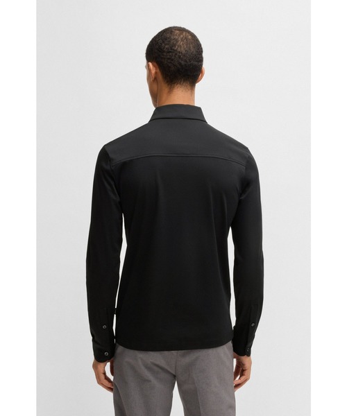 タ*ケ様 BOSS スリムフィット ブラックポロシャツ L BOSS（HUGO BOSS） ポロシャツ ストライプカラー スリムフィット