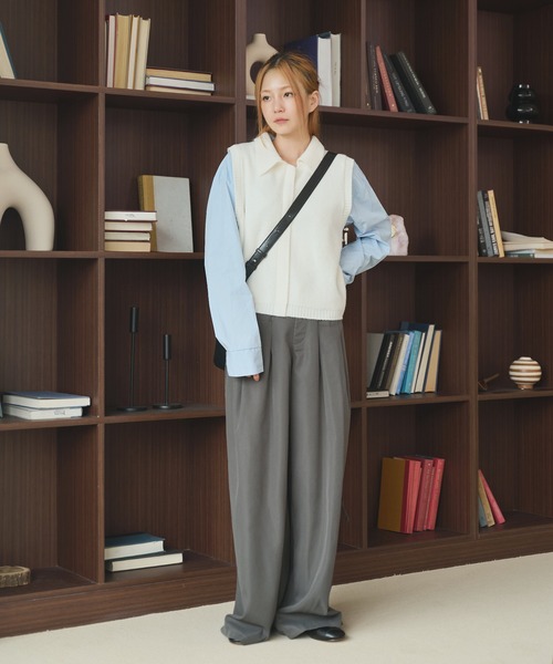 「UNE MANSION」 ニットベスト FREE グレー レディース_画像2