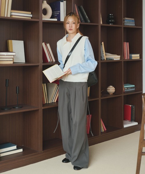 「UNE MANSION」 ニットベスト FREE グレー レディース_画像3