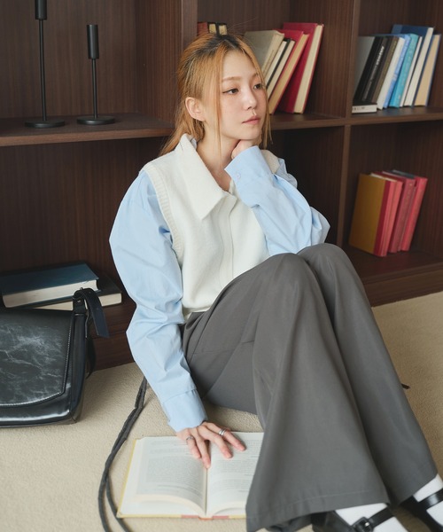 「UNE MANSION」 ニットベスト FREE グレー レディース_画像4