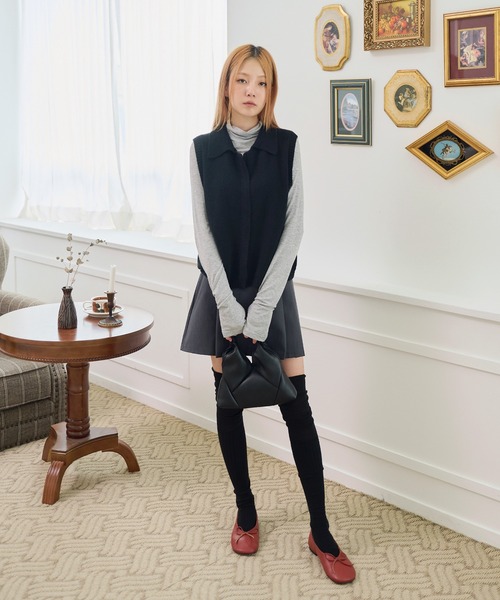 「UNE MANSION」 ニットベスト FREE グレー レディース_画像6