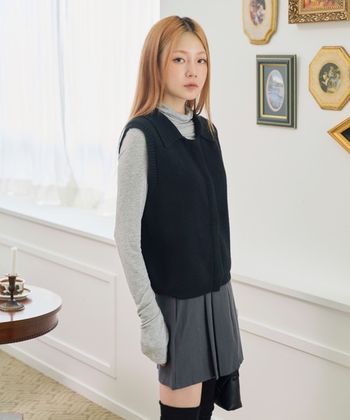 「UNE MANSION」 ニットベスト FREE グレー レディース_画像7