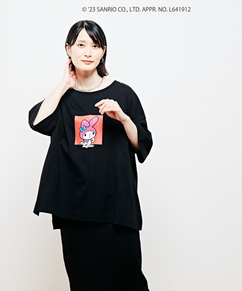 「SOFFITTO」 半袖Tシャツ「sanrioコラボ」 FREE ブラック レディース_画像2