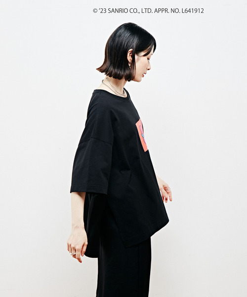 「SOFFITTO」 半袖Tシャツ「sanrioコラボ」 FREE ブラック レディース_画像4