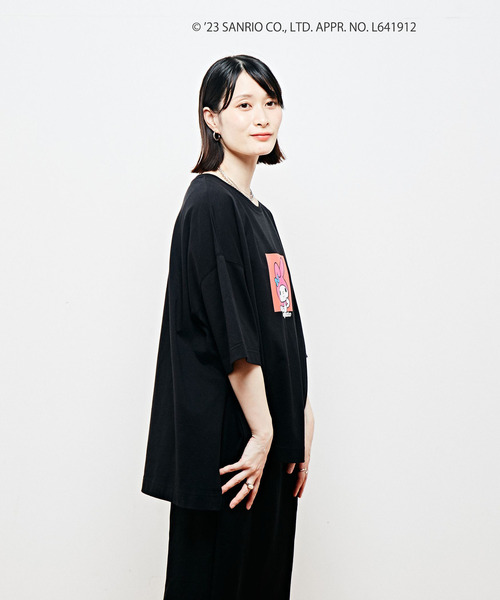 「SOFFITTO」 半袖Tシャツ「sanrioコラボ」 FREE ブラック レディース_画像6