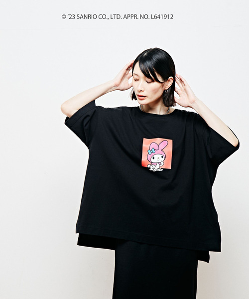 「SOFFITTO」 半袖Tシャツ「sanrioコラボ」 FREE ブラック レディース_画像7