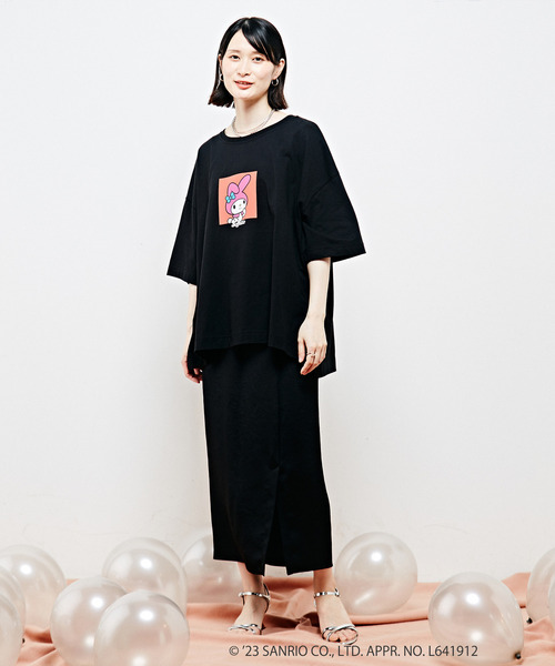 「SOFFITTO」 半袖Tシャツ「sanrioコラボ」 FREE ブラック レディース_画像8