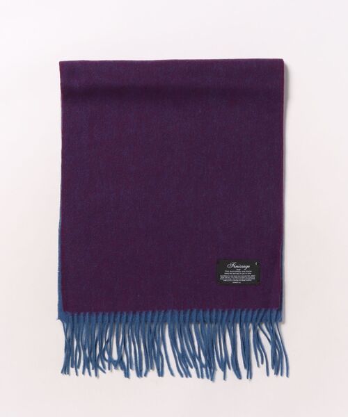 難あり 新品未使用 KMRII 大判フェザーストール 紫グラデーション Three Four Time（スリーフォータイム） ストール マフラー